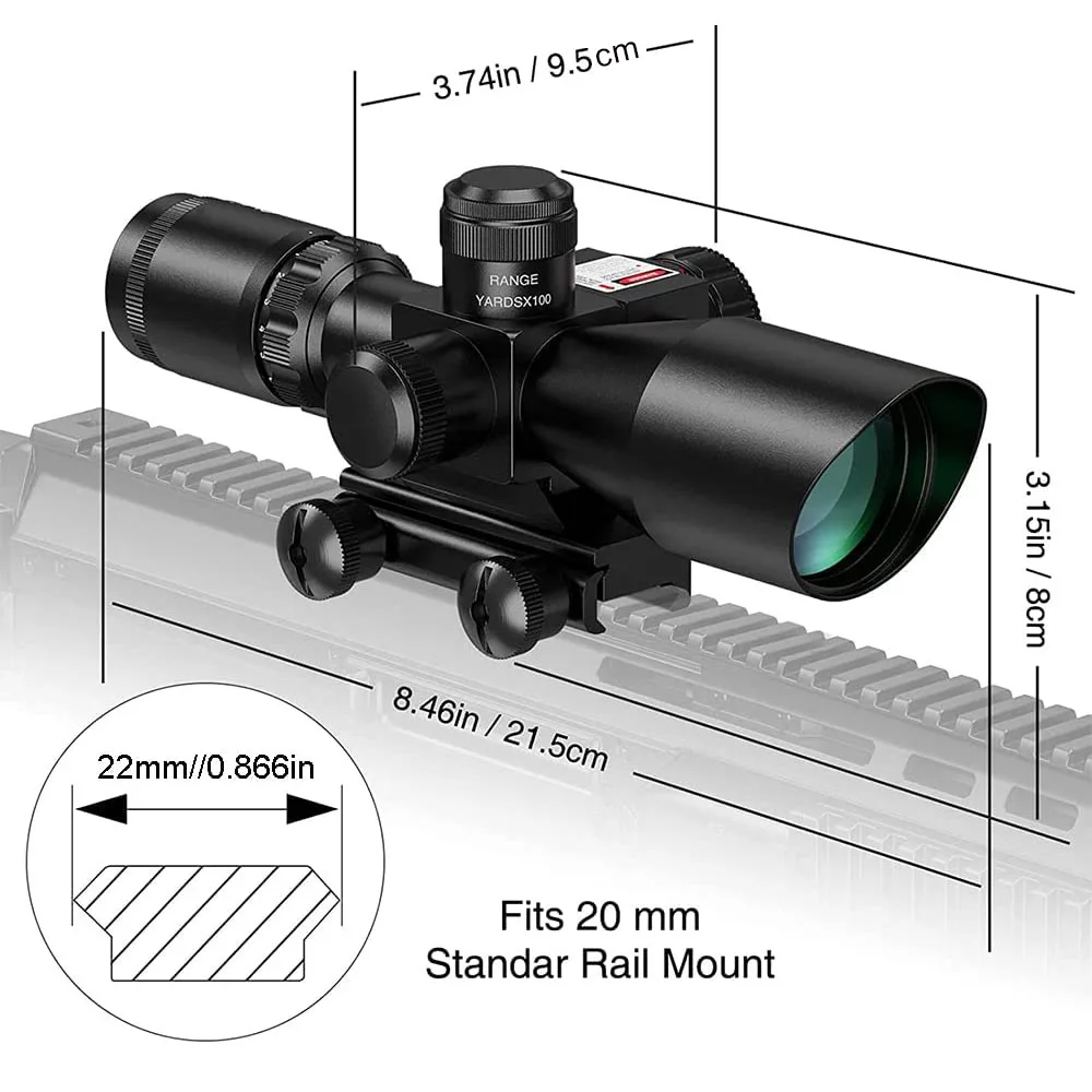 Imagem -06 - Escopo Mil-dot Rifle Iluminado com Laser Vermelho Escopo Tático para Caça Vermelho e Verde 20 mm Montagens 510x40