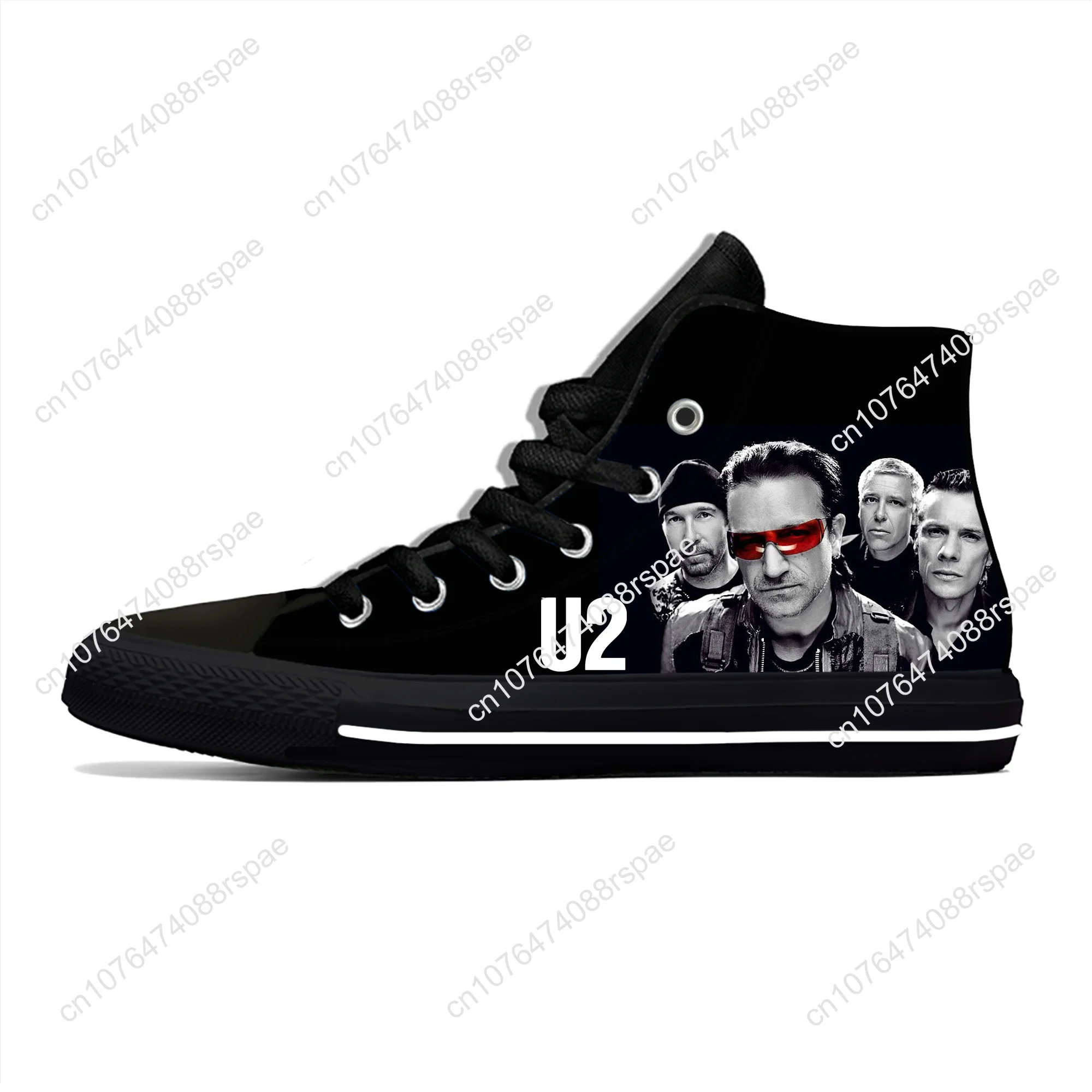 Sapatilhas altas para homens e mulheres, sapatos casuais, tênis de lona, sapatos leves respiráveis, música rock banda, impressão 3D, adolescente, U2