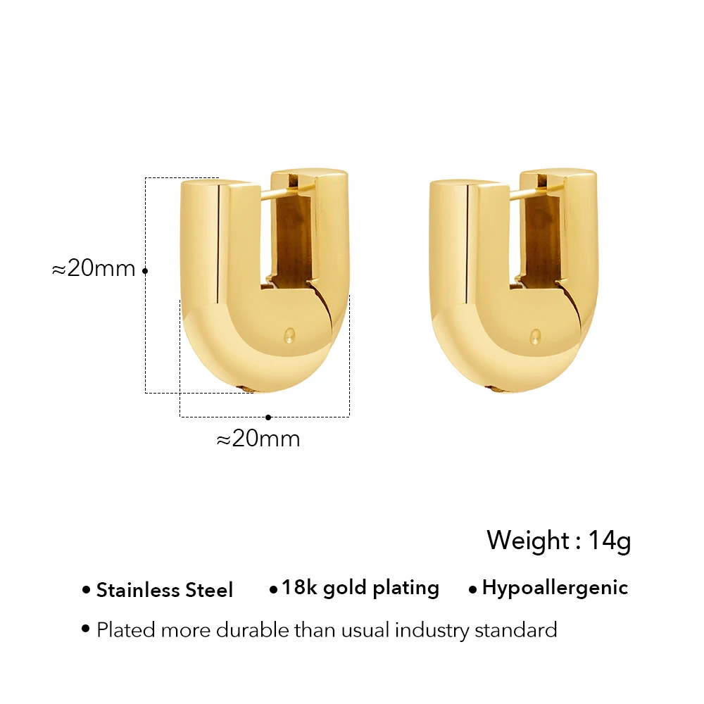 ENFASHION Aretes De Mujer Grossy U Shape Stud Earrings For Women's Stainless Steel 18K Gold Plated High Street Jewelry E251788