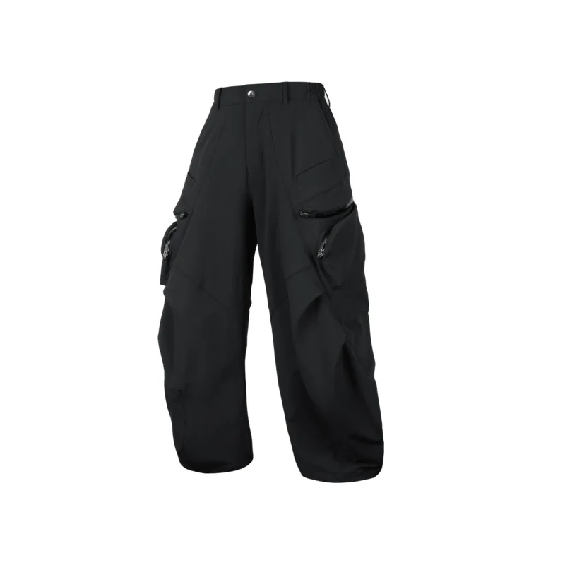 HKSH Spring Autumn New Men Tide Chic Ins Overlapping Pockets Pleated Cargo Pants Safari Style Fashion High Street Gothic HK28394