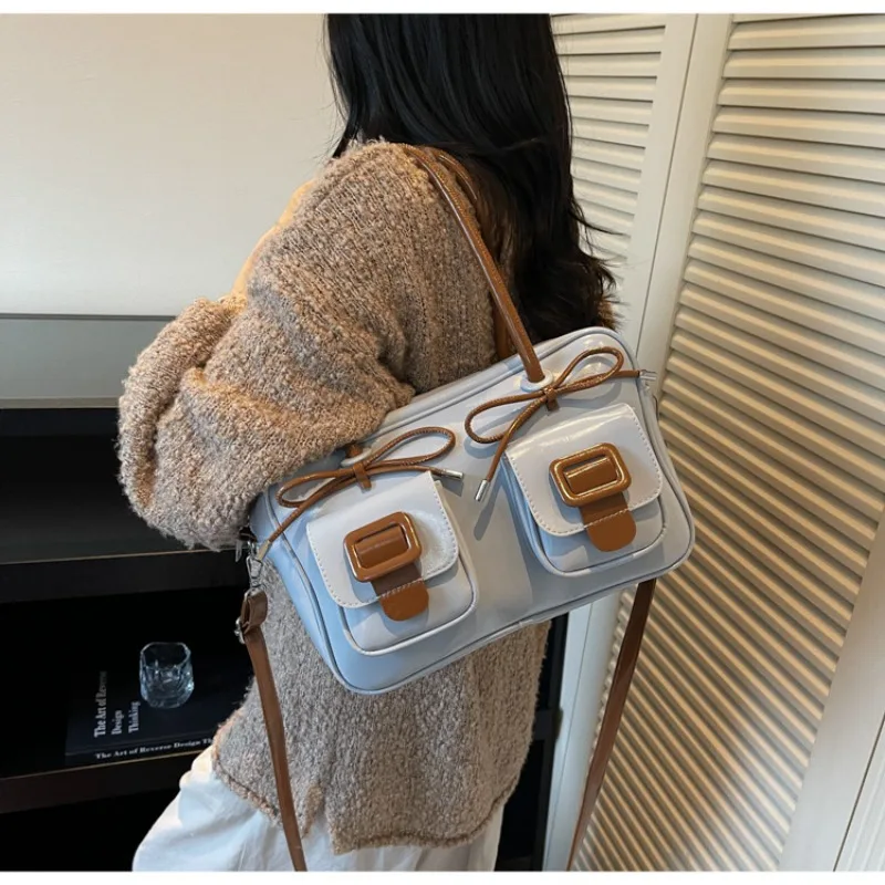 2025 New Retro Bow Boston Bag - Small Crossbody Shoulder Bag, Lightweight Designer Purse, Vintage Handheld Bag