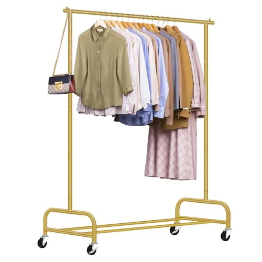 

Heavy Duty Clothes Racks for Hanging Clothing Rack, 43" Wide Rolling Garment Rack Metal Wardrobe Rack with Wheels Closet Hanger