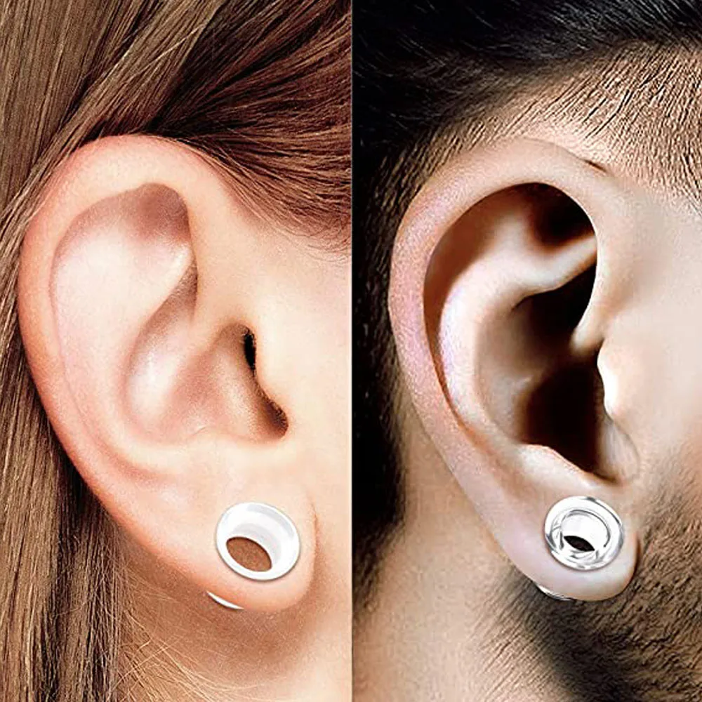 Clear Silicone Double Flared Saddle Piercing Jewelry Stretched Ear Plugs Earring Lobe Acrylic External Flesh Tunnel