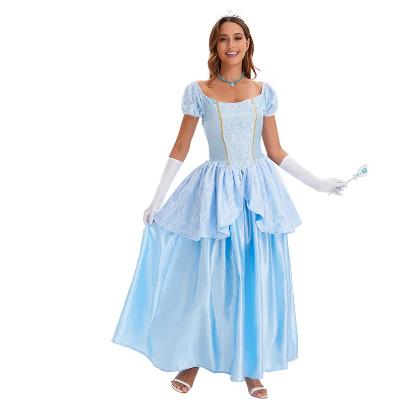 공주 의상 치마 신데렐라 공연 의상 무대 연극 드레스 할로윈 역할극 의상 폴리에스터 소재