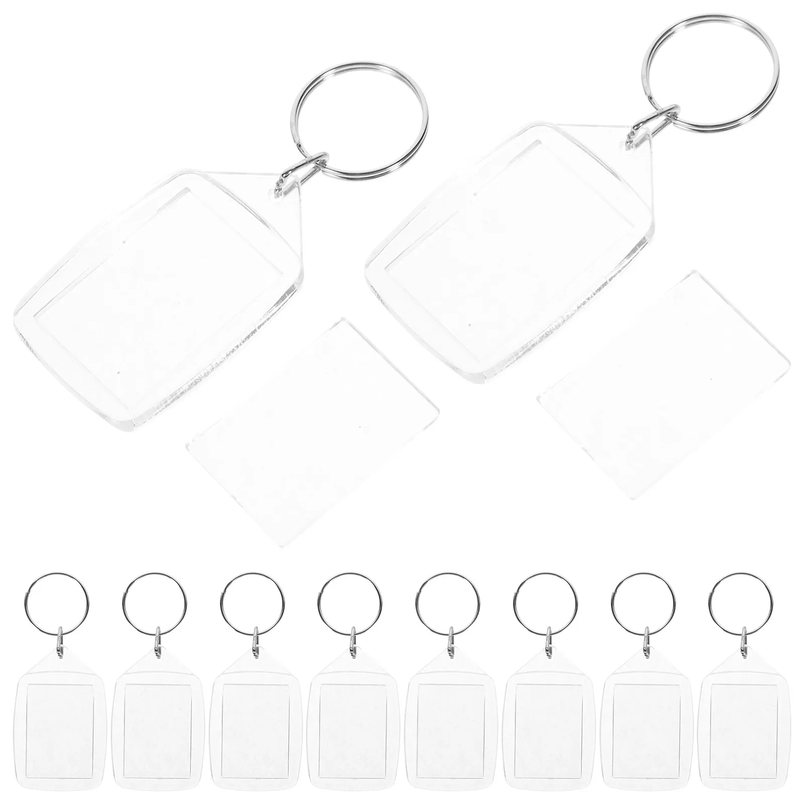 10Pcs Clear Plastic Photo Keychain Blanks DIY Insertable Frame Pendant for Custom Memories Portable Decorative Key Ring Bulk