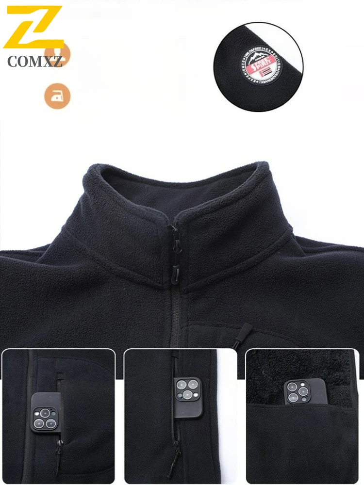 2025 新 Veluokldly 暖かいジャケットメンズ秋冬アウトドアファッションソフトフリース防風ジャケットハイキング狩猟スキーぬいぐるみコート