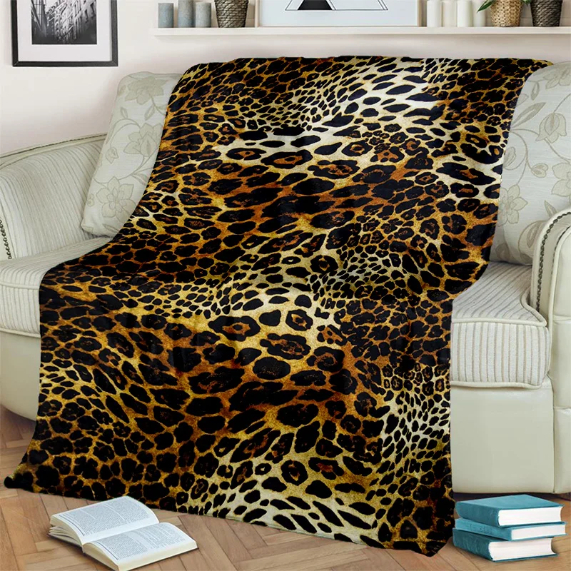 3D Wild Leopard Stripe Print Series Blanket,Soft Throw Blanket for Home Bedroom Bed Sofa Picnic Travel Office Cover Blanket Kids