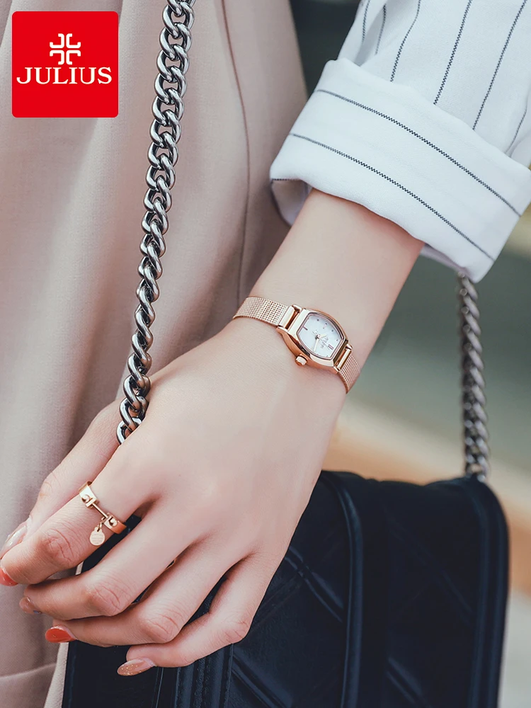 New Julius Mini Lady Women's Watch Japan Quartz Elegant Fashion Hours Clock Dress Bracelet Chain School Girl's Birthday Gift Box