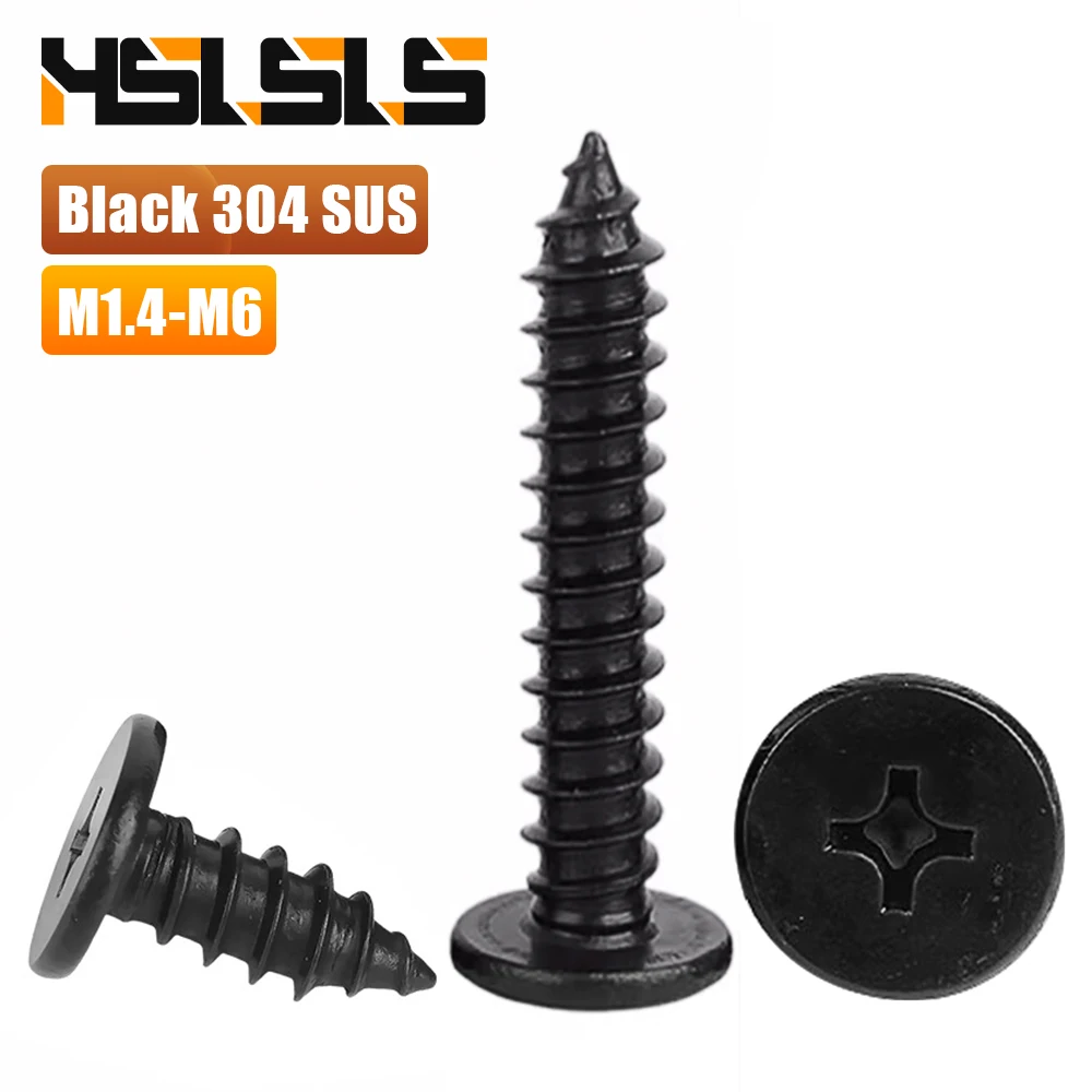 M1.4 M2 M2.6 M3 M4 M5 M6 Phillips Ultra Thin Flat Head Self Tapping Screw Black Stainless Steel Cross Super Low Head Wood Screw