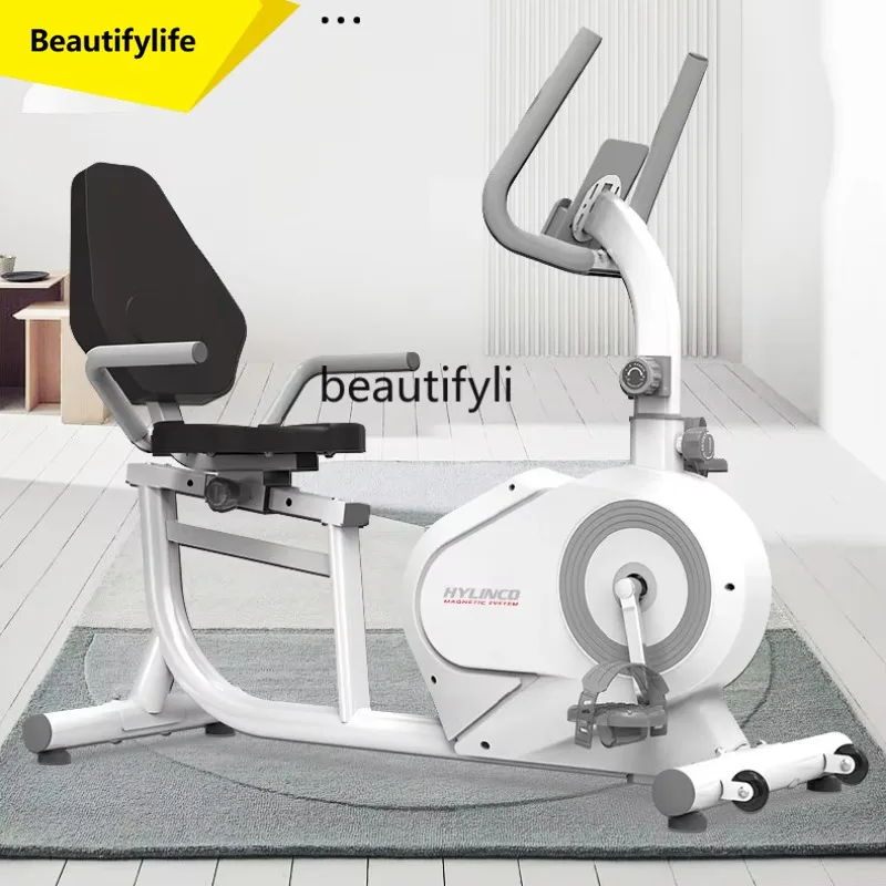 Máquina elíptica Horizontal A49, bicicleta estática con control magnético, respaldo para el hogar, bicicleta giratoria, entrenamiento de rehabilitación perezoso