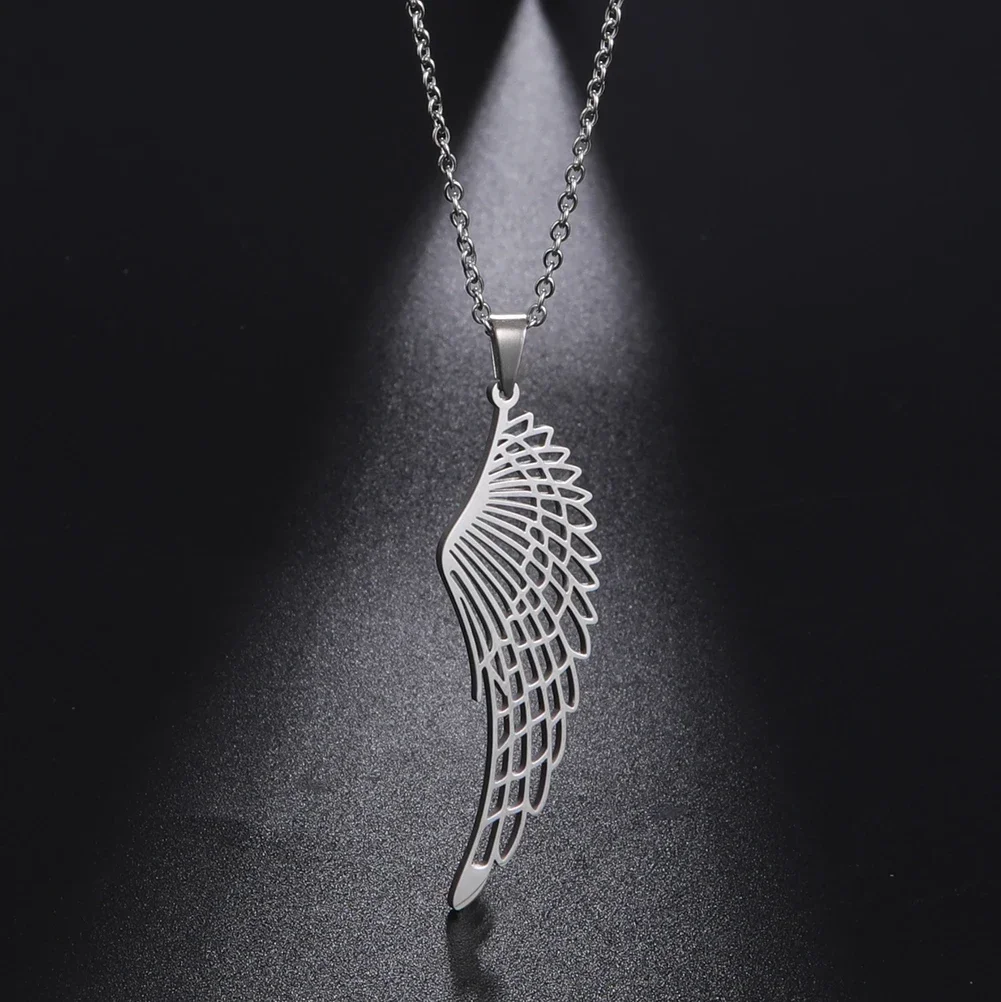 

My Shape Hollow Angel Wing Pendant Necklace for Women Men Gold Color Stainless Steel Necklace Choker Link Chain Fashion Jewelry