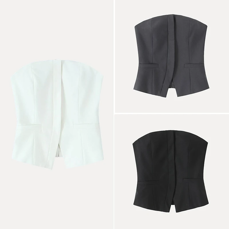 

Spring 2025 Women's Faion Pure Color Versatile ular Strapl Top Z Brand Polyester Material Classic Sle
