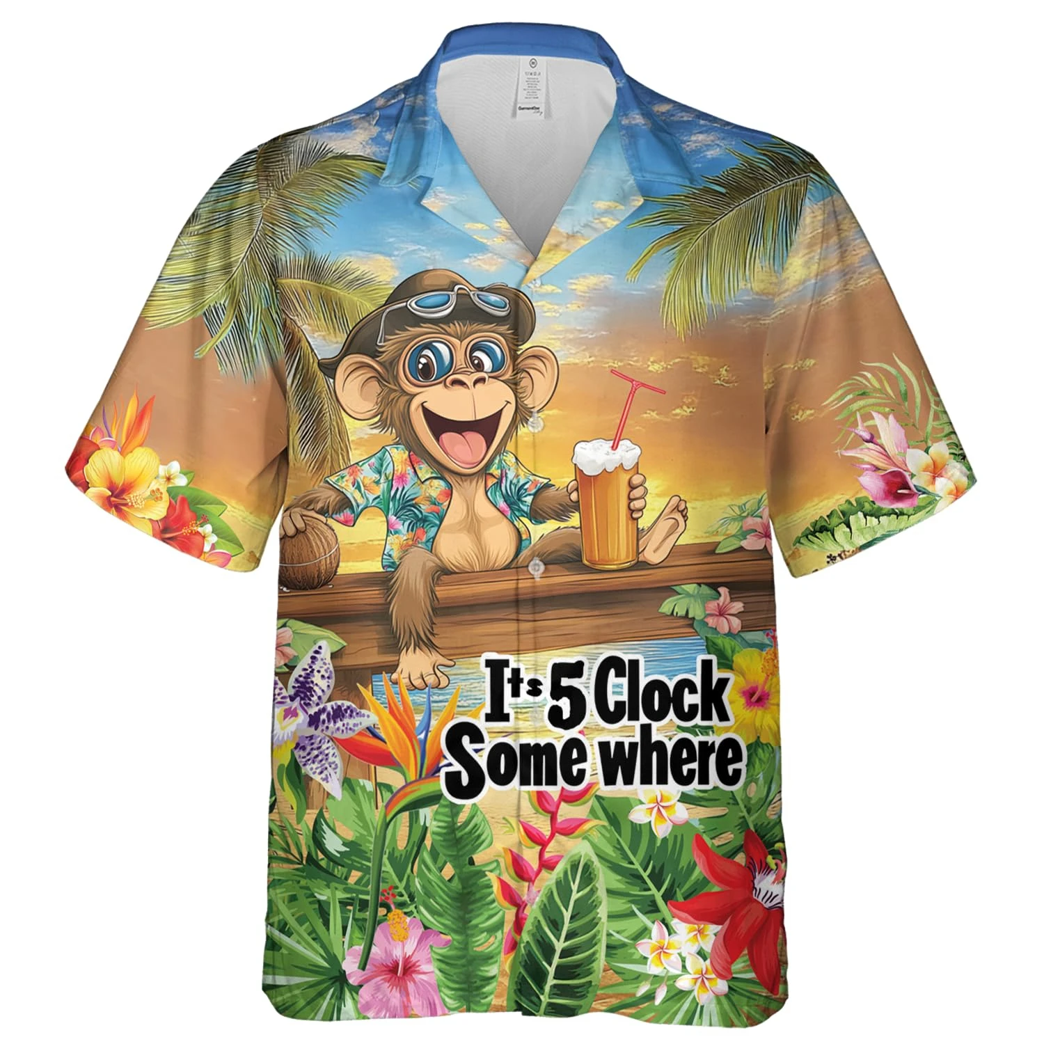 

Cartoon It's 5 Oclock Hawaiian Shirt For Men Clothing Somewhere Mens Hawaiian Shirts Short Sleeve Series Funny Animal Beach Tops