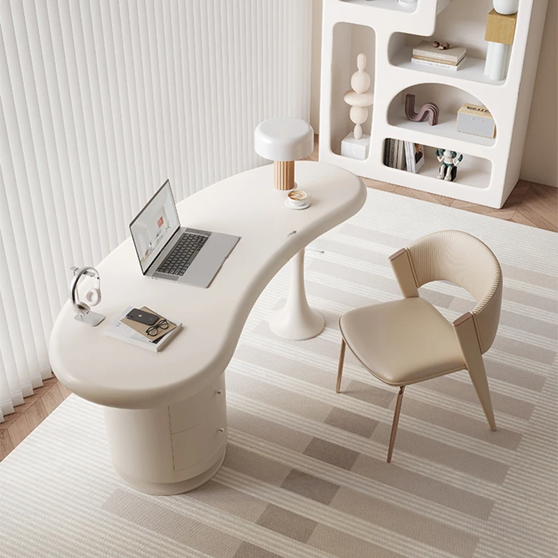 

Cream Style Desk Modern Simple and Light Luxury Workbench French Shaped Desk