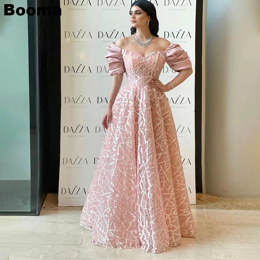 Booma-vestidos de Noche de lujo con lentejuelas para mujer, traje largo Formal con hombros descubiertos, elegante, fiesta, 2023