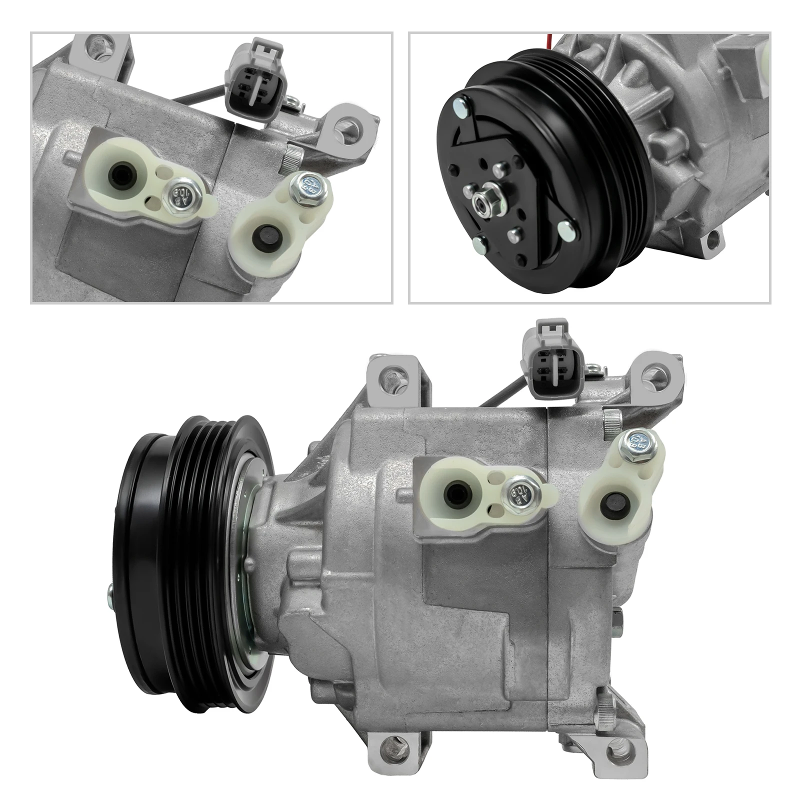 Compressore per climatizzazione per auto Leggero, silenzioso, a risparmio energetico, ad alta efficienza, argento, alluminio, ferro, rame lucido
