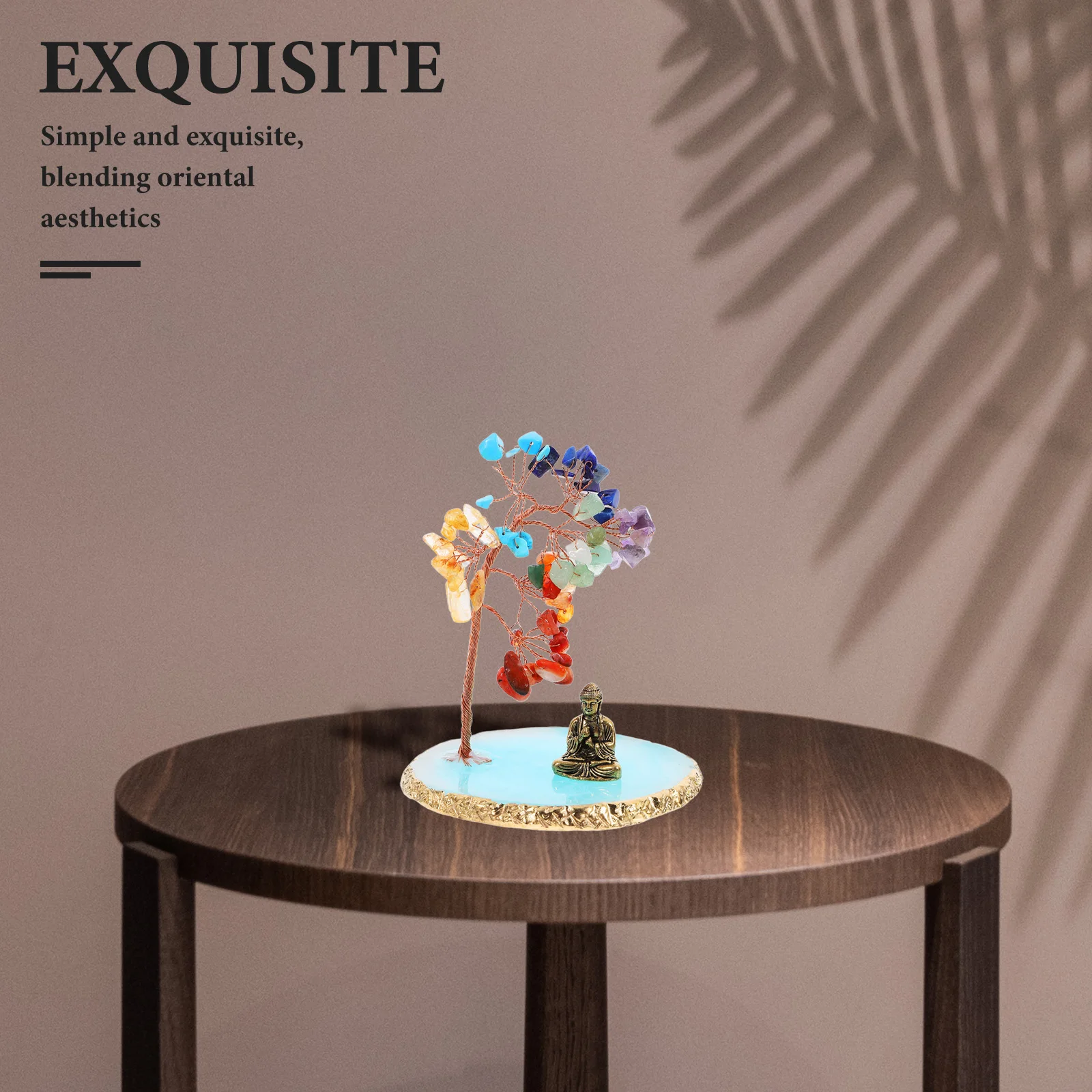 

Crystal Tree of Life Decor 7 Colors Buddha Statue Home Office Desk Bonsai Crystal Flower Tree Living Room nament Statues