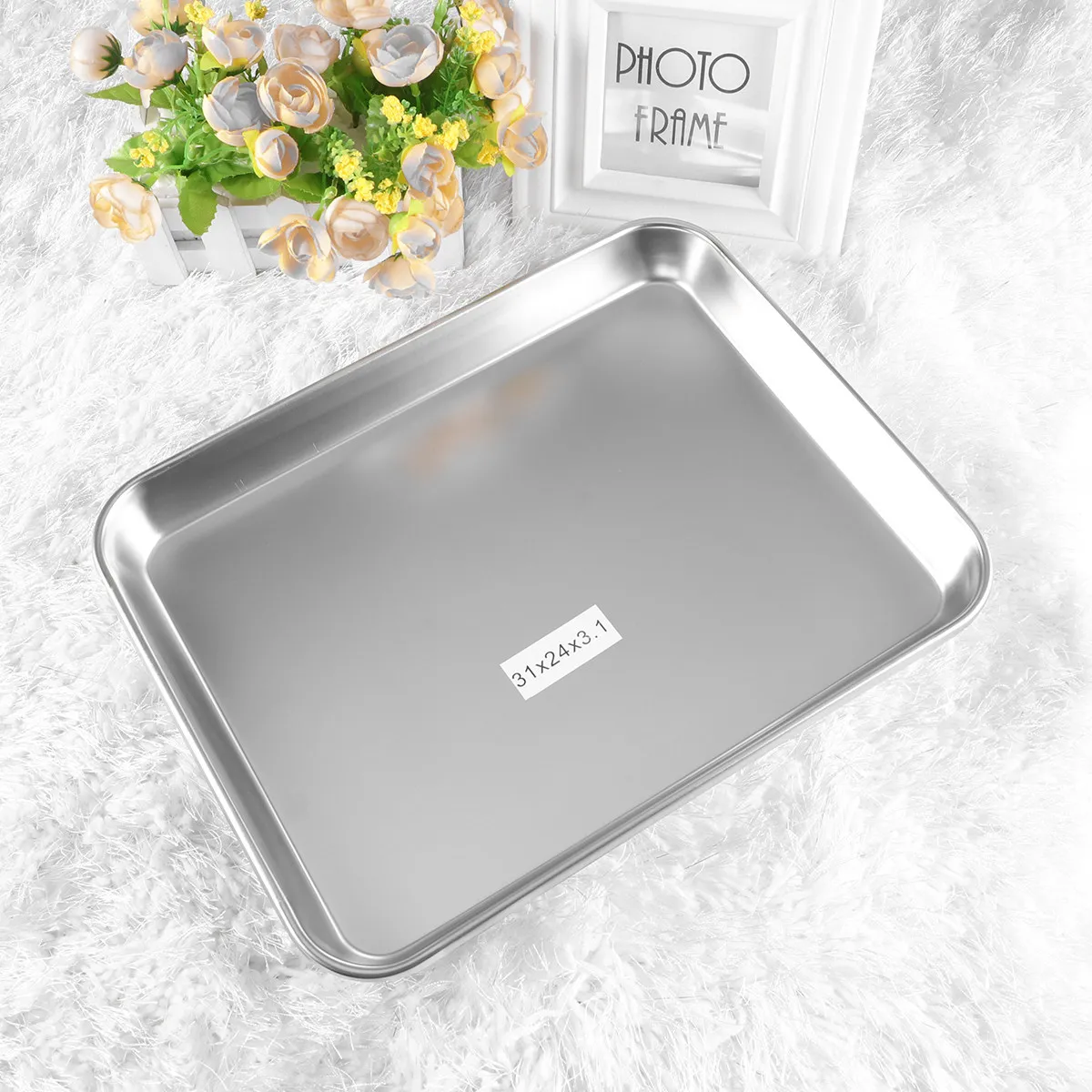 Stainless Steel Rectangular Tray Thick Polished Surgical Dental Veterinary Instrument Plate for Clinic Piercing Food