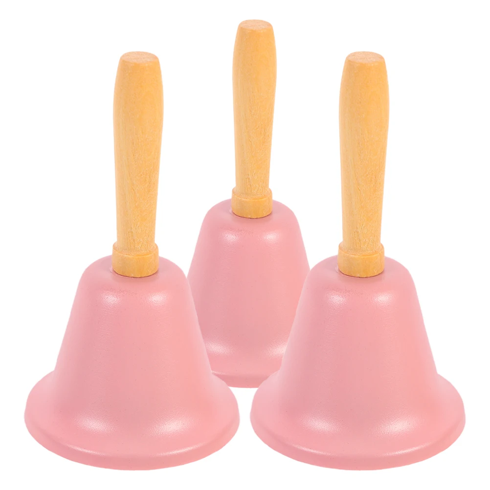 3 قطعة جرس اليد أجراس معدنية بصوت عال مقبض خشبي أحمر أجراس العشاء تدريب الحيوانات الأليفة الفصول الدراسية خدمة جرس إنذار الأناشيد