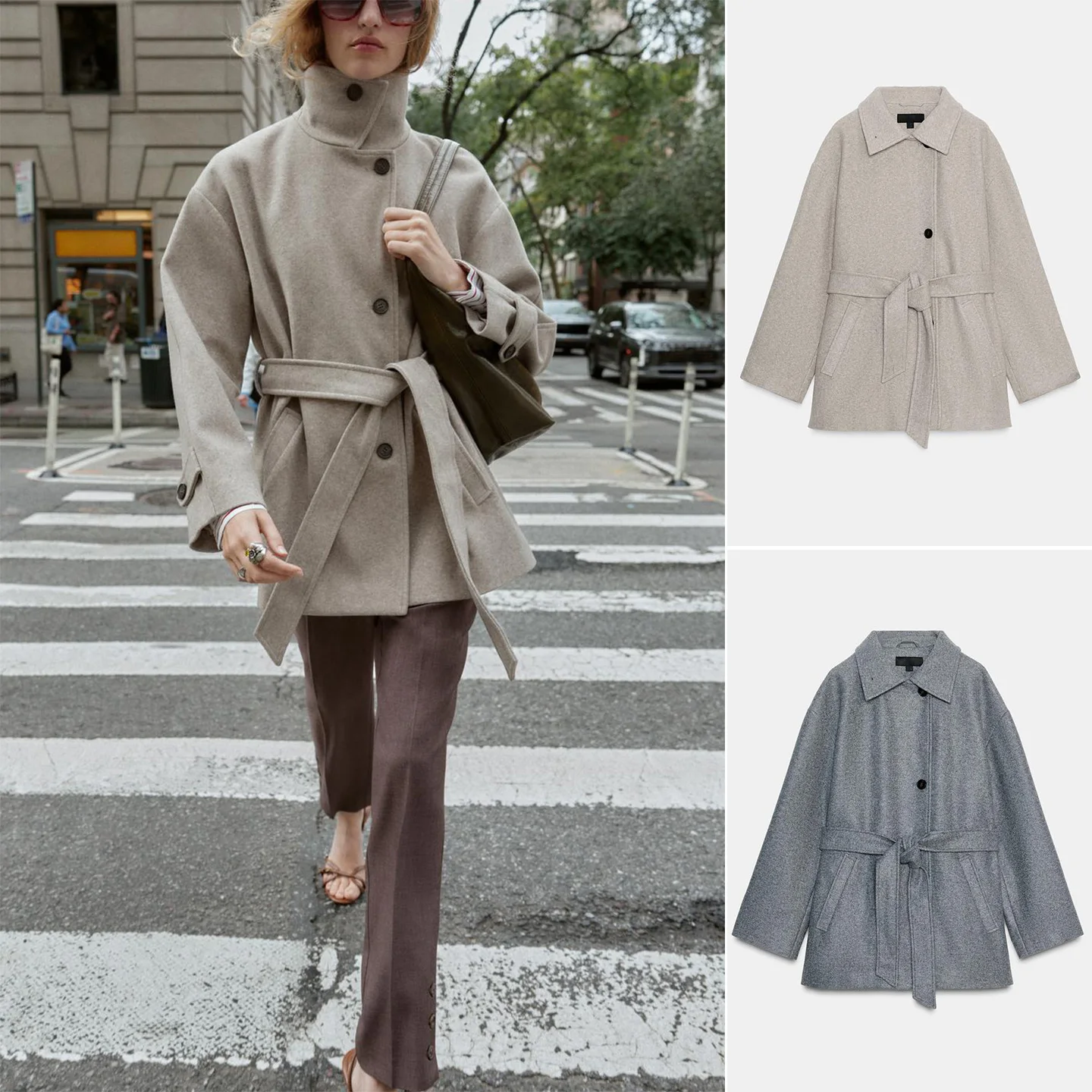 

Новое осеннее поступление, женское матовое пальто Sle Long Sve с двухслойным воротником, мягкий материал Jaet 807328, полиэфирное волокно 00%