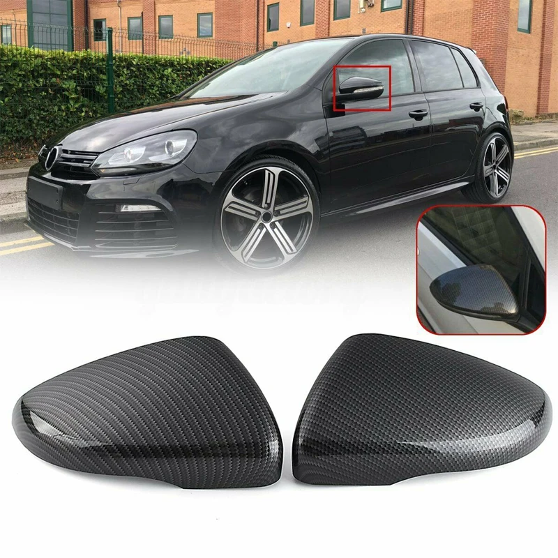 Wing Side Mirror Cover Rearview Mirror Caps Fit For VW Golf/GTI MK6 2010-2013 Car Accessories Carbon Fiber Pattern