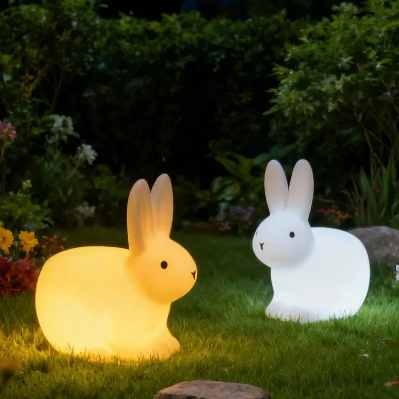 Solar Powered Rabbit Light Outdoor Garden Lawn Lamp Luminous Animal Stool Landscape Decoration Yard Pathway Night Lighting