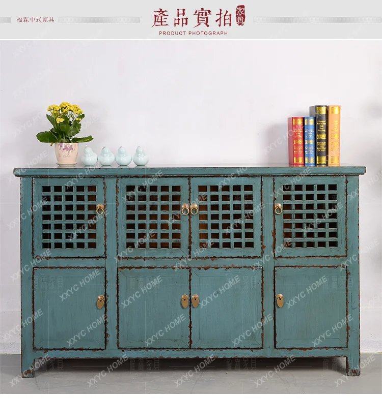 

New Chinese style blue retro old dining side porch locker