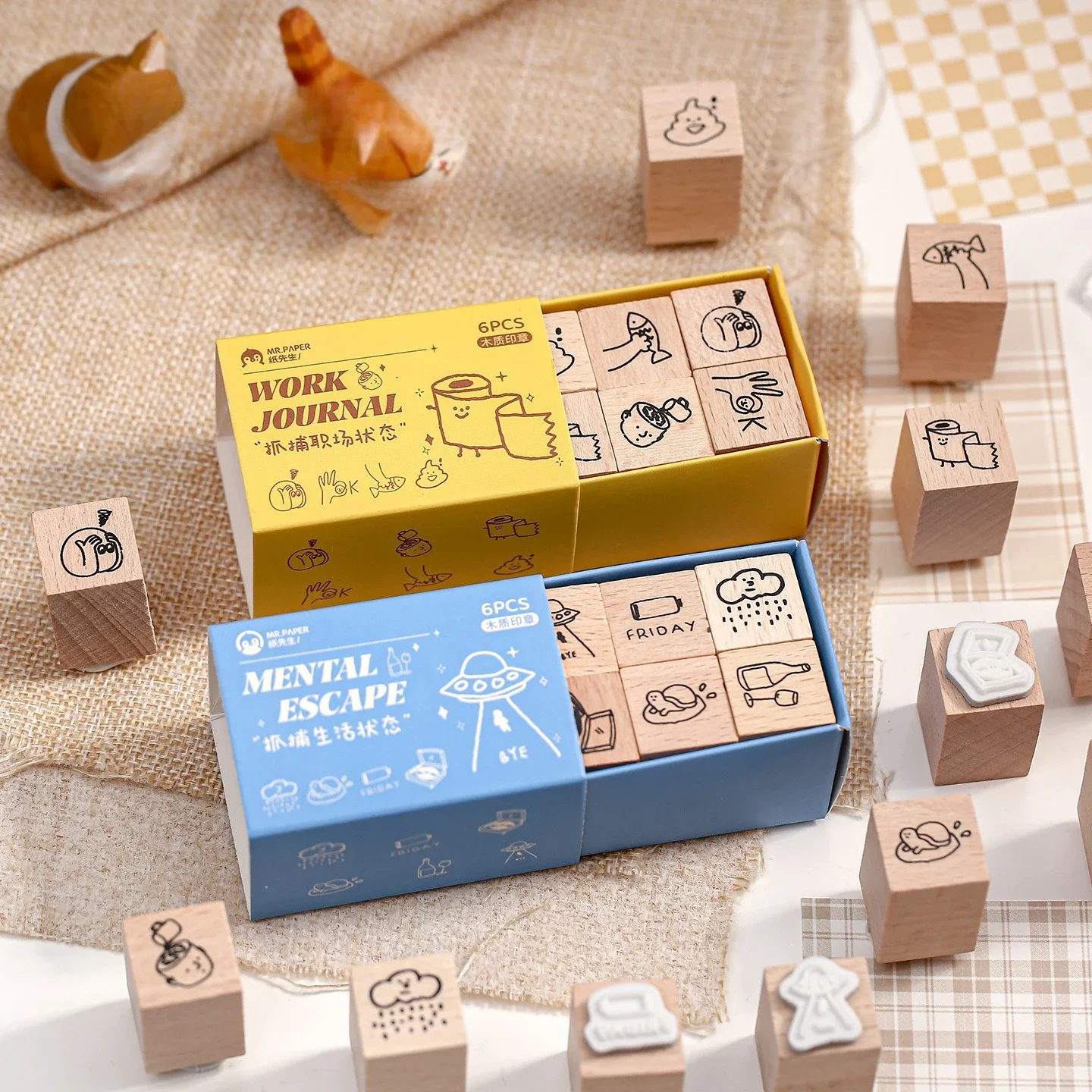 JIANWU Leuke Cartoon Levenspatroon Landschap Dagboek Materiaal Houten Stempel Creatieve DIY Studentenbenodigdheden Kantoorartikelen