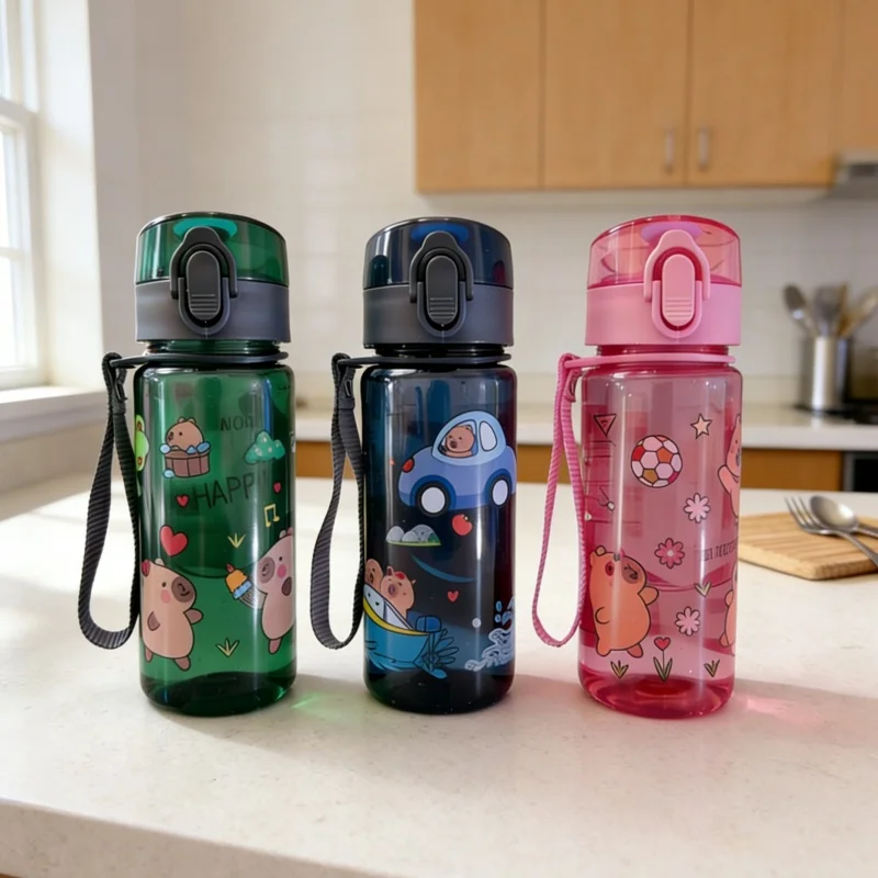 

400 мл мультяшная капибара бутылка для воды портативный замок безопасности милая соломенная чашка детский герметичный кувшин для питья для кемпинга на открытом воздухе путешествия