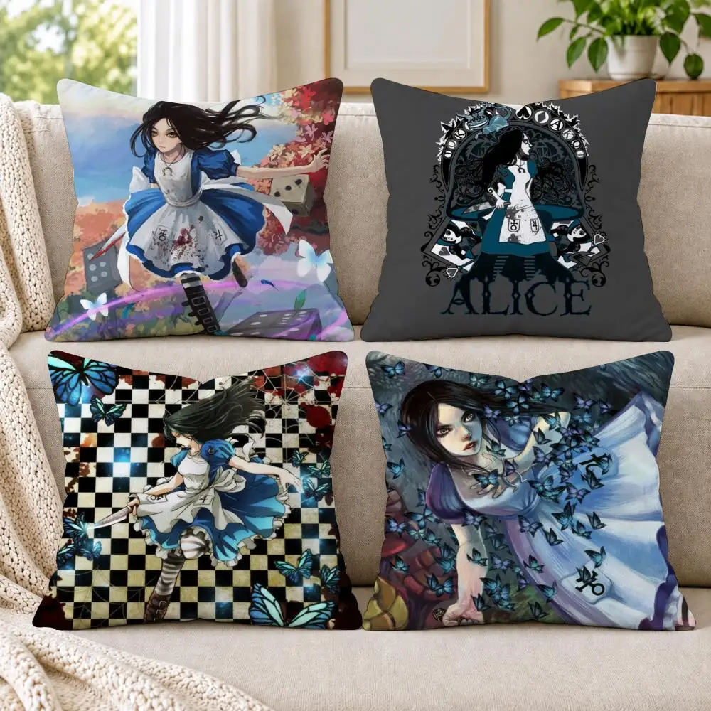 A-Alice M-Madness Returns Cushion Cover Short Plush Double-Sided Printing Sofa Bedroom Living Room Throw Pillow Cover Home Decor
