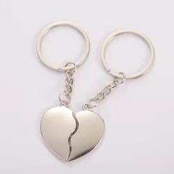 1Pair Half Couple Keychain Love Heart Car Key Rings Key Chain For Birthday Gift Souvenirs Valentine's Day Lovers Girlfriend