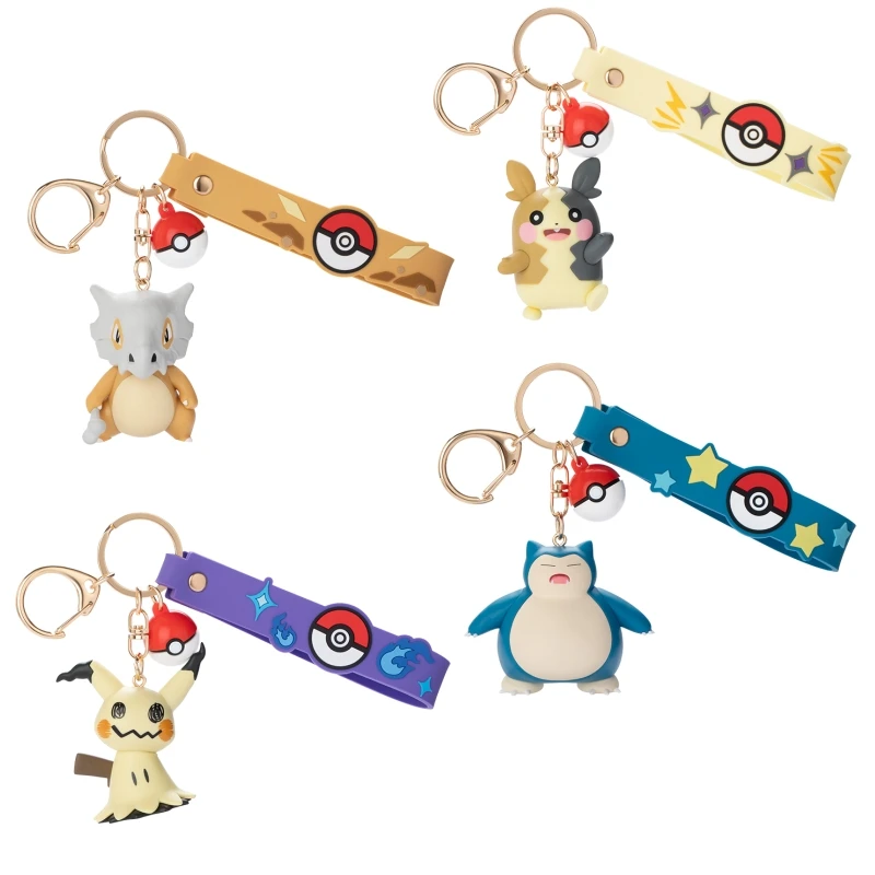 

Pokemon Anime Figures Snorlax Mimikyu Cubone Keychain Car Key School Bag Backpack Decoration Pendant Desktop Decoration Toy Gift