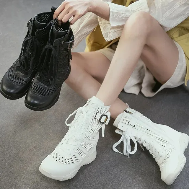 Comfortable Leather Women's Boots Breathable Mesh High-Tube Ultra-High Heel Casual Sandals Chinese Production Rubber Outsole
