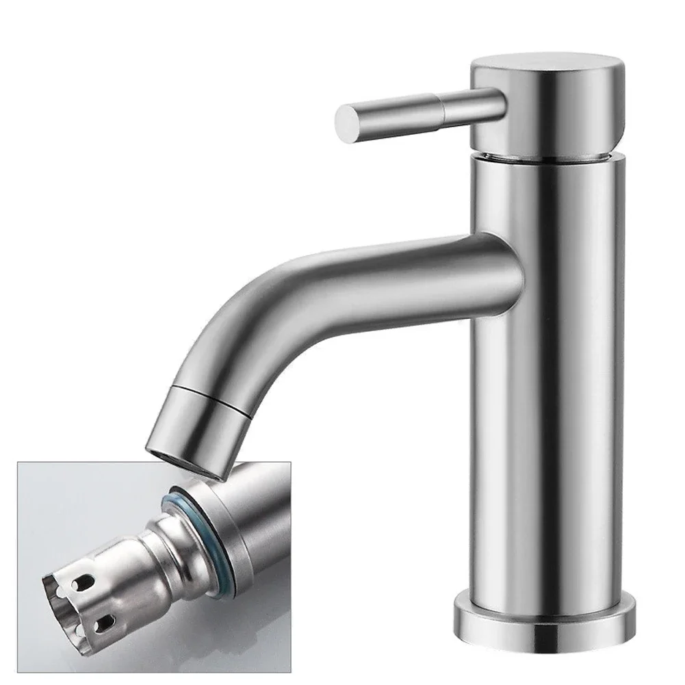 Bathroom Faucet Single Hot And Cold Basin Faucet Water Sink Mixer Tap Stainless Steel Bathroom Counter Faucet Lavatory Sink Tap