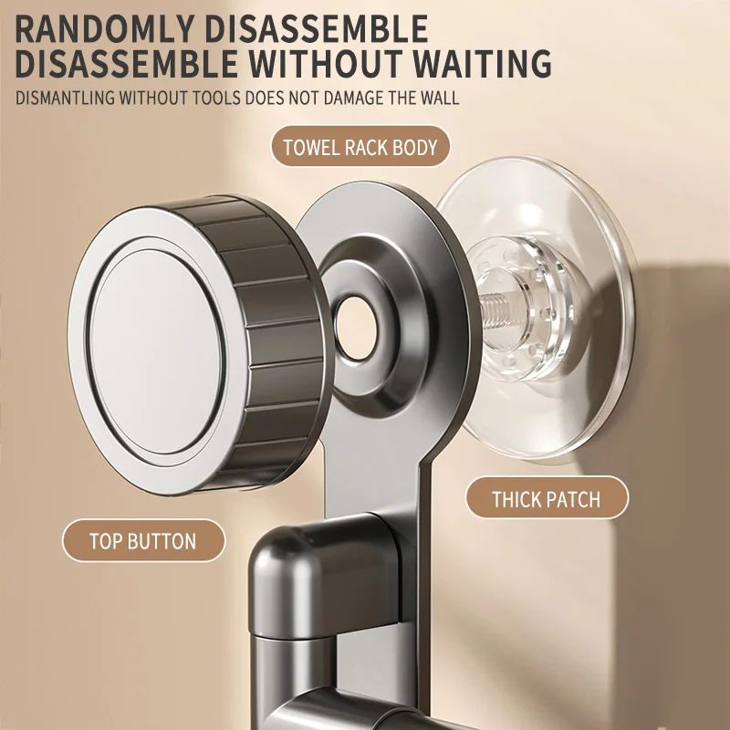 لا حاجة للحفر شفط كأس رف منشفة دوار لكمة الحرة الحمام متعدد بار للطي منشفة استحمام رف 180 درجة دوران