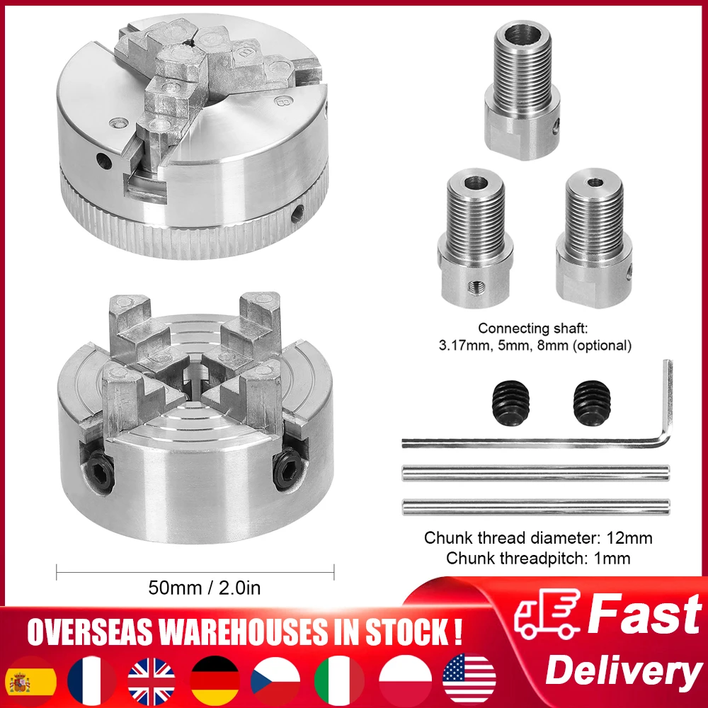 Lathe Chuck 3 Jaws/4 Jaws 3.17mm/5mm/8mm Connecting Rod Manual Self-Centering Mounting Bolt for Grinding Milling Turning Machine