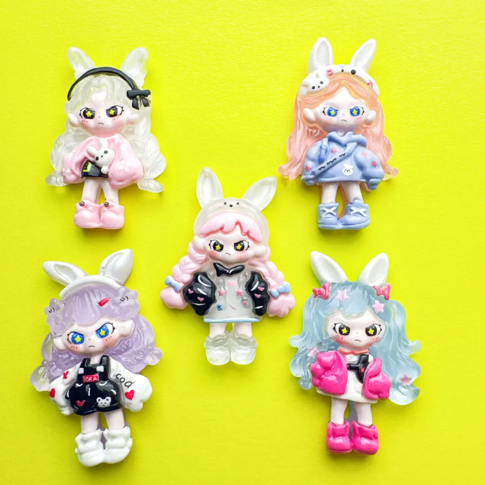 2pcs Resin accessories luminous large Cadora rabbit ears cartoon resin flatback diy jewelry accessories crafts materials