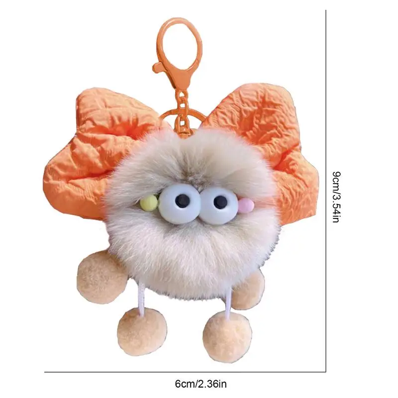 Cute Keychain Pendant Fluffy Ball Keychain Bownot Briquettes Design Purse Backpack Accessories Plush Small Briquettes Pendant