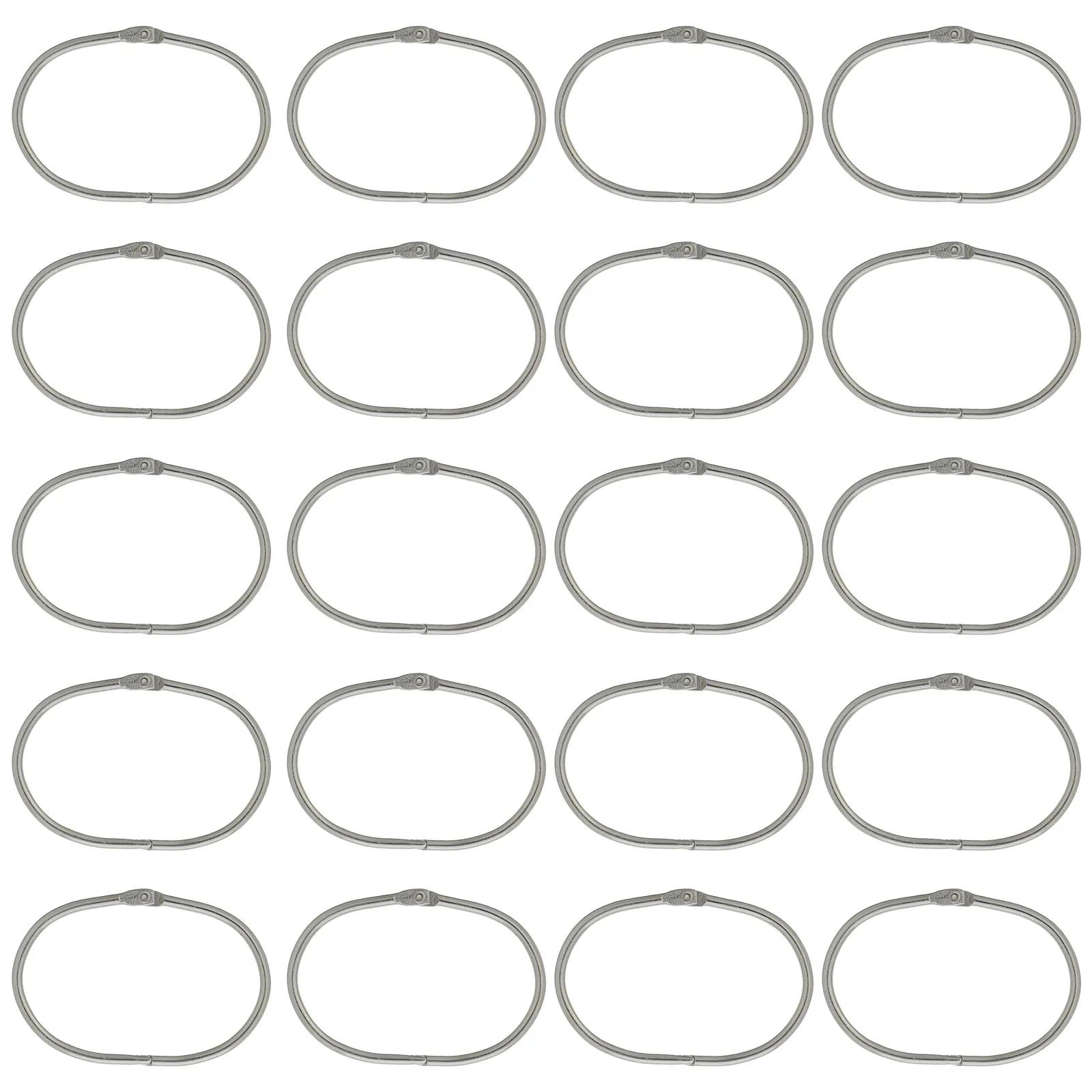 24Pcs Shower Curtain Rings Oval Metal Drapery Rings Smooth Glide Closure Bathroom Curtain Rod Holders Silver