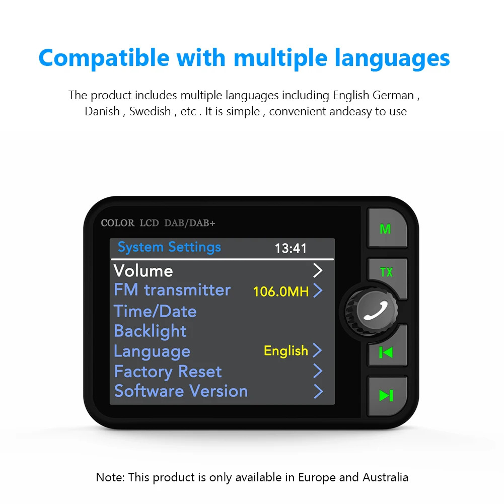ستيريو البث الرقمي محول DAB/DAB + راديو 2.4 بوصة شاشة LCD راديو استقبال بلوتوث 5.0 هوائي الإشارة محول للسيارة