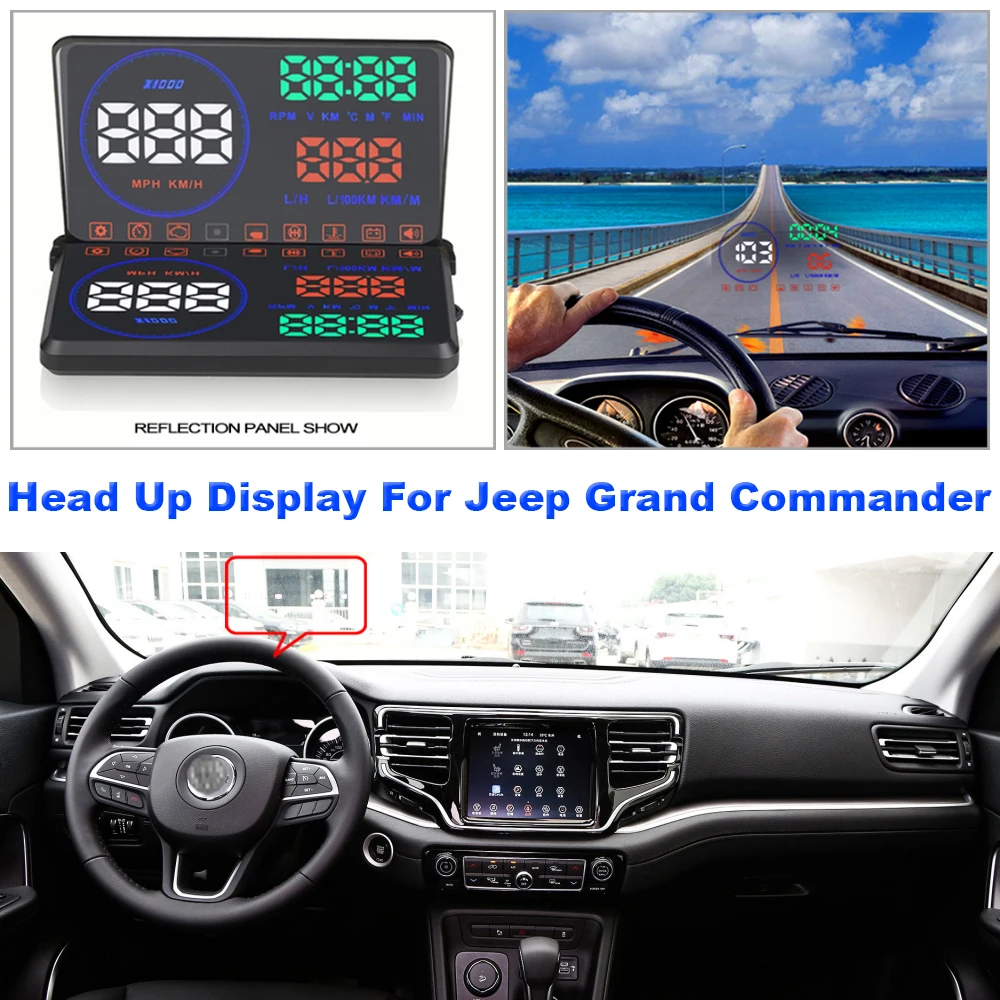 

Car Electronic Accessories Head Up Display HUD For Jeep Grand Commander 2018-2021 Windshield Projector Alarm System Safe