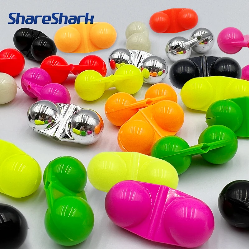 ShareShark 50pcs/bag Mixed Colours Luminous Line Clip Bell with Built-in Double Chime Beads Fishing Alarm Signal Accessory