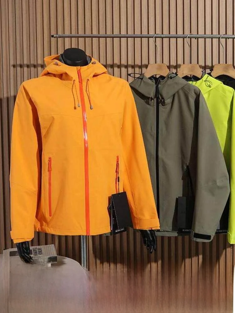 Hardcore Gear Full-Body Seamless Sealed Men's Outdoor Hardshell Jacket Spring Autumn Polyester Fiber Standard Fit Hooded Coat