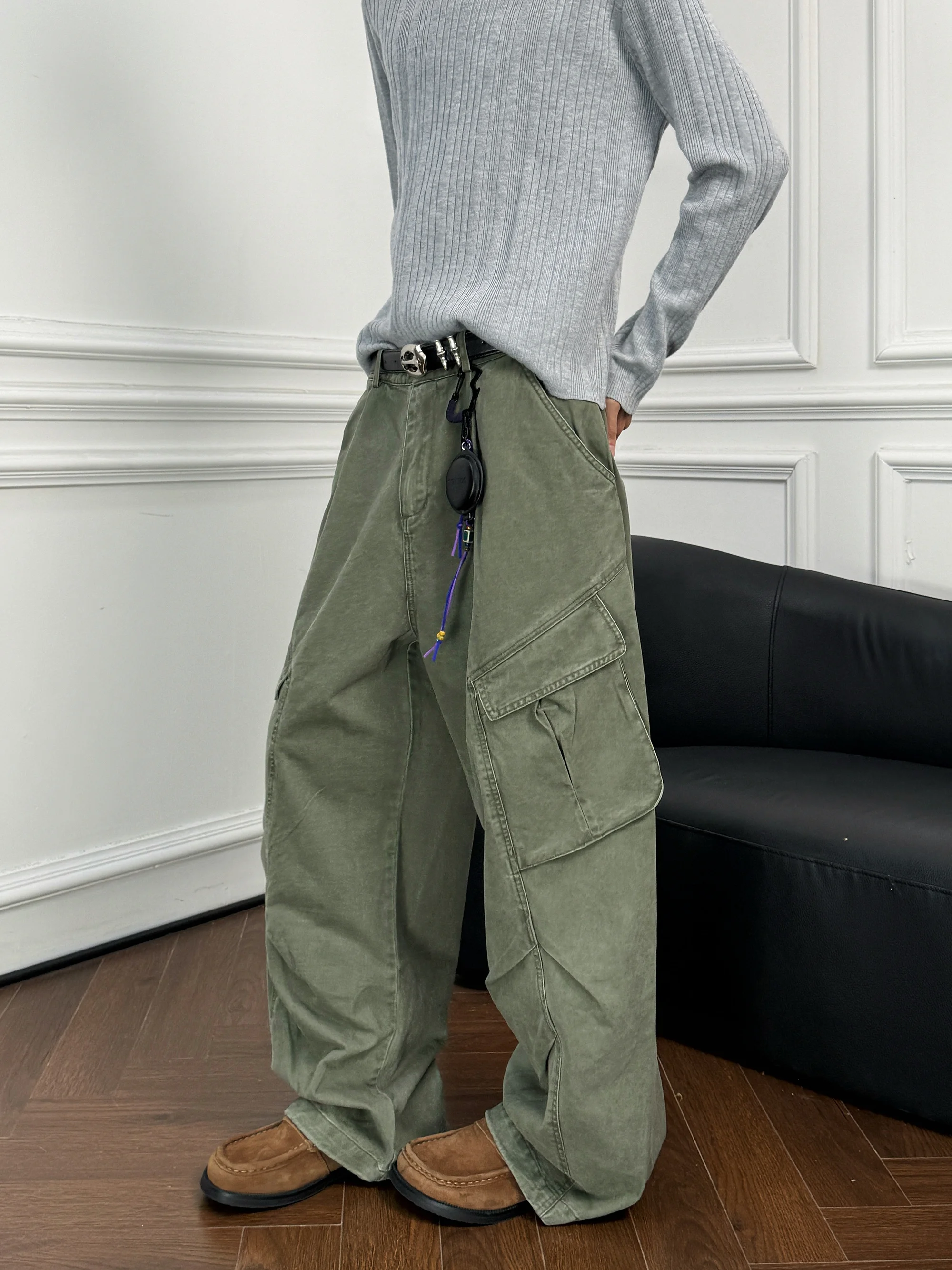 

Vintage Waed American Sle Casual Loose Men's Jeans Workwear Wide Leg Long Trousers Autumn Winter Faion Brand Life Cavempt