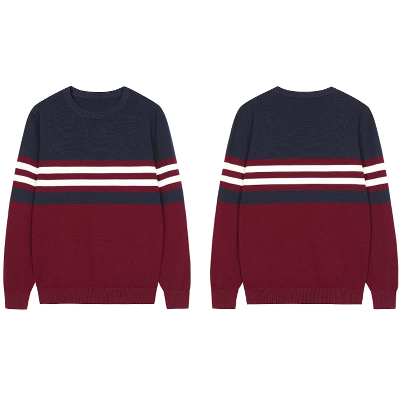 Maglione lavorato a maglia a righe da uomo in cotone Pullover casual Girocollo di moda coreana Nuovi maglioni autunno inverno Capispalla alta