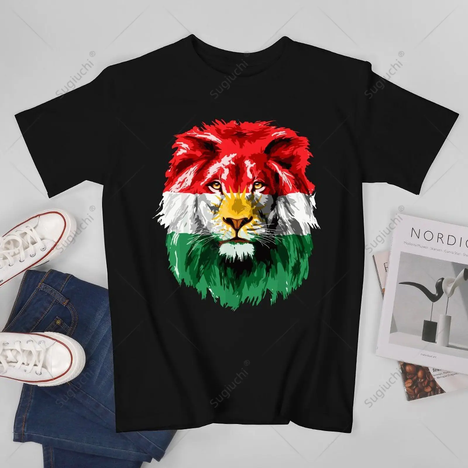 Unisex Men Kurdistan Flag Kurdish Kurds Lion Kurd Flag Tshirt Tees T Shirts Women Boys 100% Cotton T-Shirt