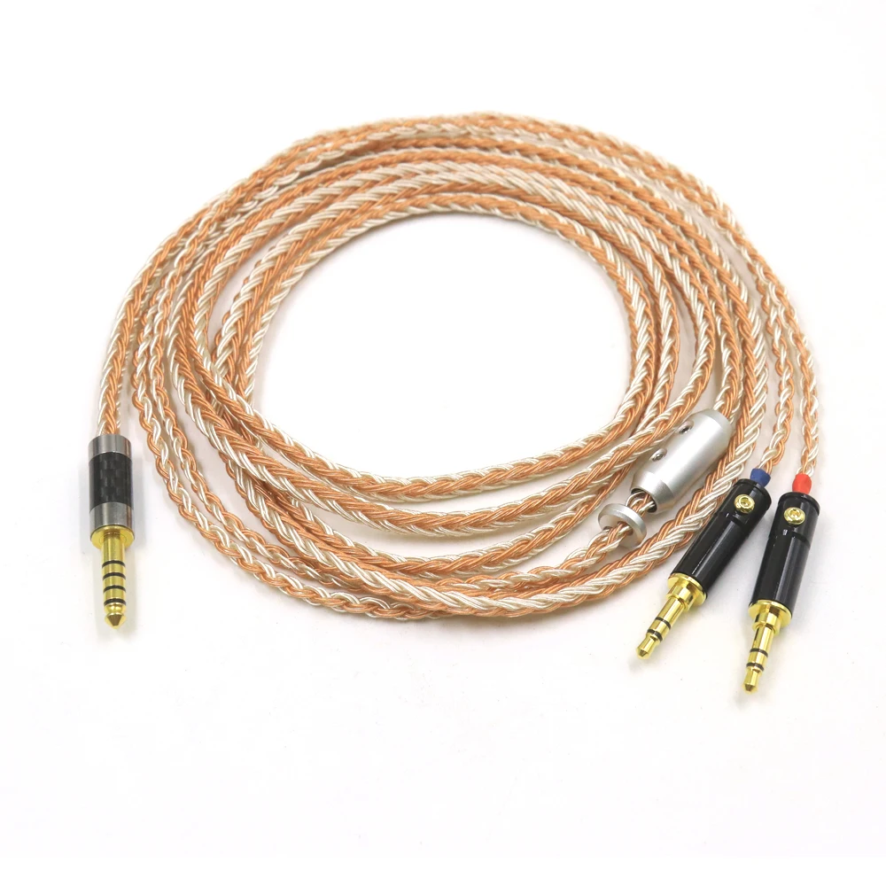 16 Core Silver + Copper 2.5 4.4mm 4 pin Xlr Headphone Earphone Cable For Dual 3.5 Hifiman Ananda Sundara HE1000se HE6se he400