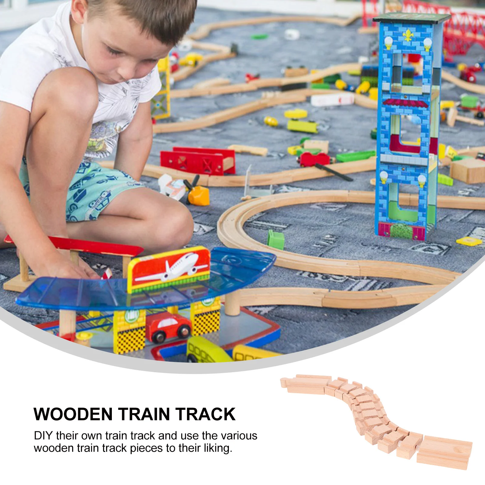 Out of Shape Train Bulk Track Child Woody Toy Rotating Sushi Toys Wooden Accessories