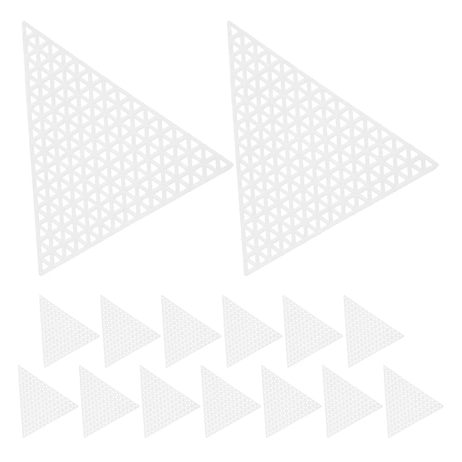 15Pcs Triangle Plastic Mesh Sheets 3x2.5in Embroidery Craft Canvas Uniform Grid Layout Burrfree Surface for Precise DIY Cross