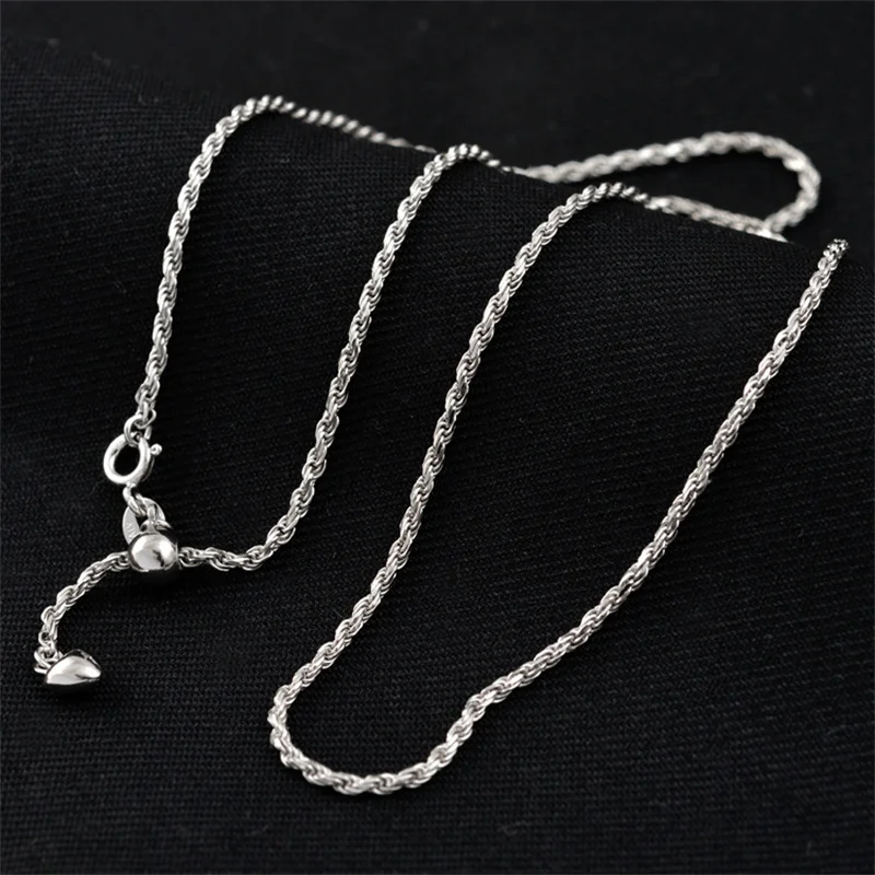 

S925 Sterling Silver Necklaces for Women Adjustable Length Plated Colored Gold 1.5mm Rope-chain Fashion Jewelry Wholesale